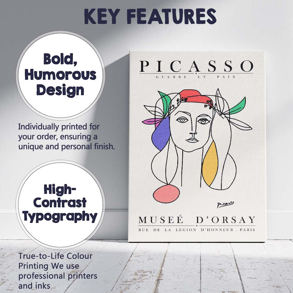 Pablo Picasso Guerre Et Paix Abstract Woman Portrait Exhibition Poster Canvas Wall Art Print Decor Picture Ready to Hang
