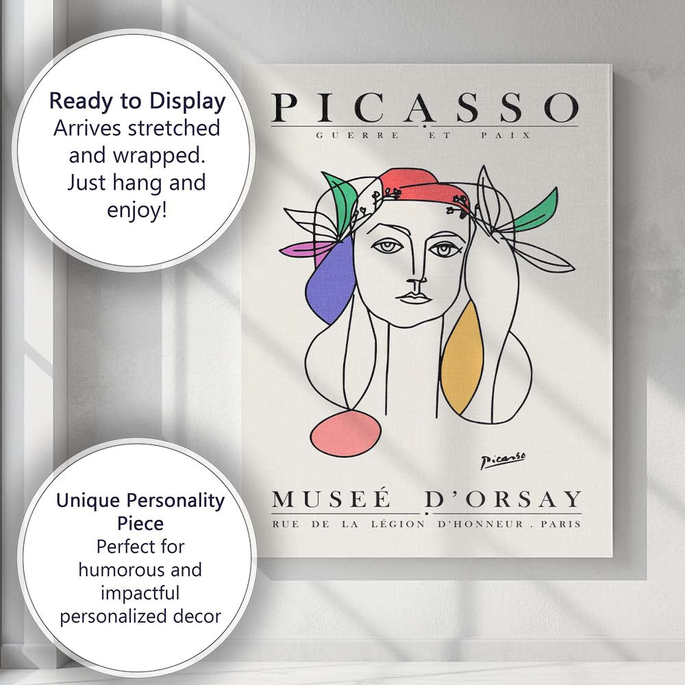 Pablo Picasso Guerre Et Paix Abstract Woman Portrait Exhibition Poster Canvas Wall Art Print Decor Picture Ready to Hang