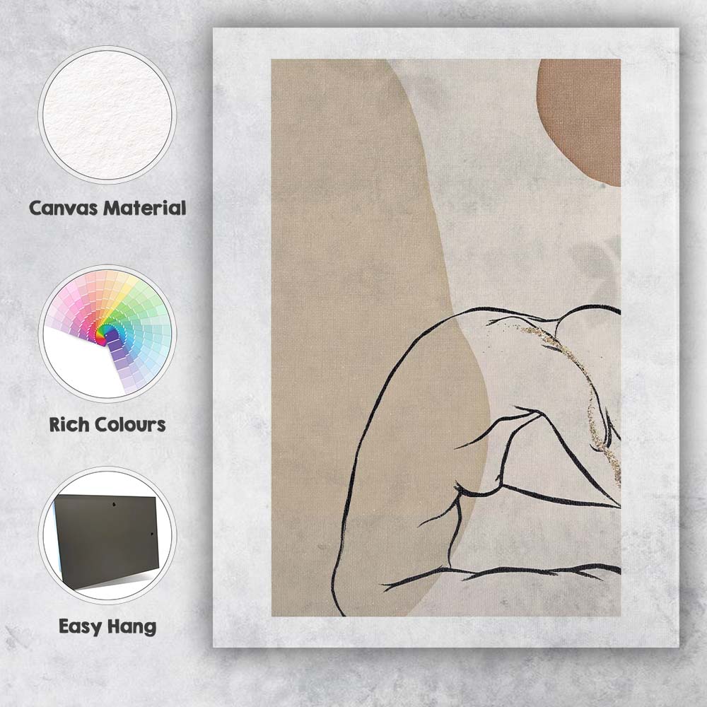 Minimalist Reclining Female Line Art Neutral Abstract Canvas Wall Art Print Decor Picture Ready to Hang