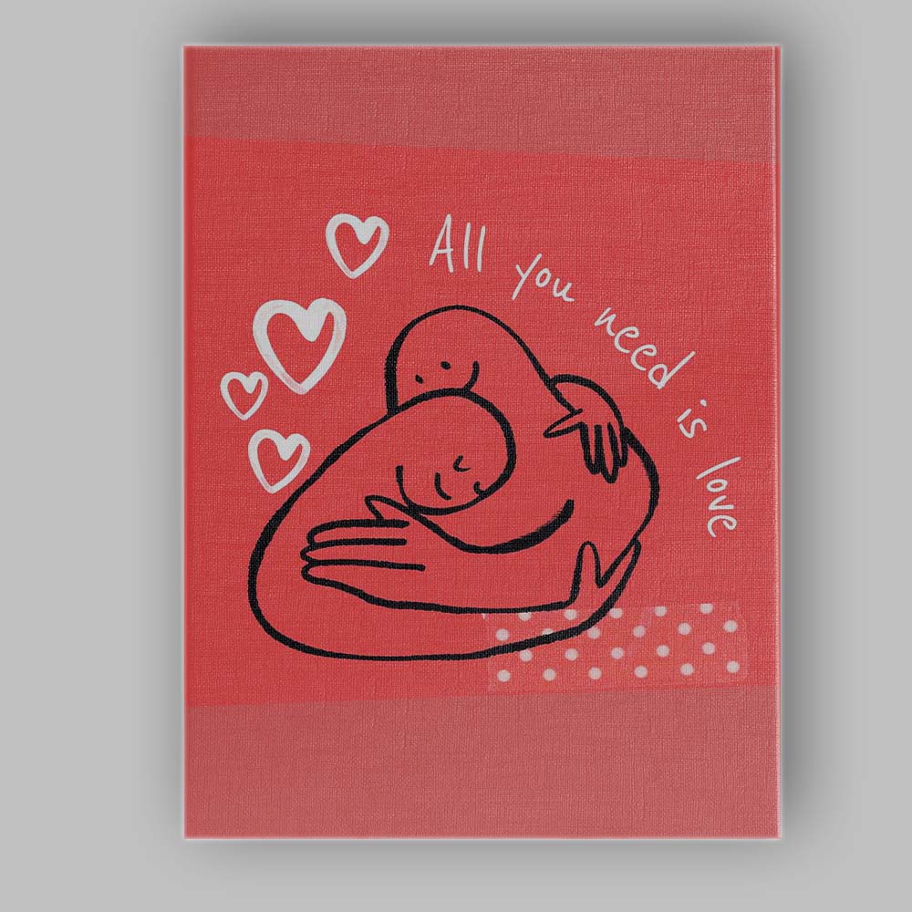 Cute All You Need Is Love Hug Illustration Canvas Wall Art Print Decor Picture Ready to Hang