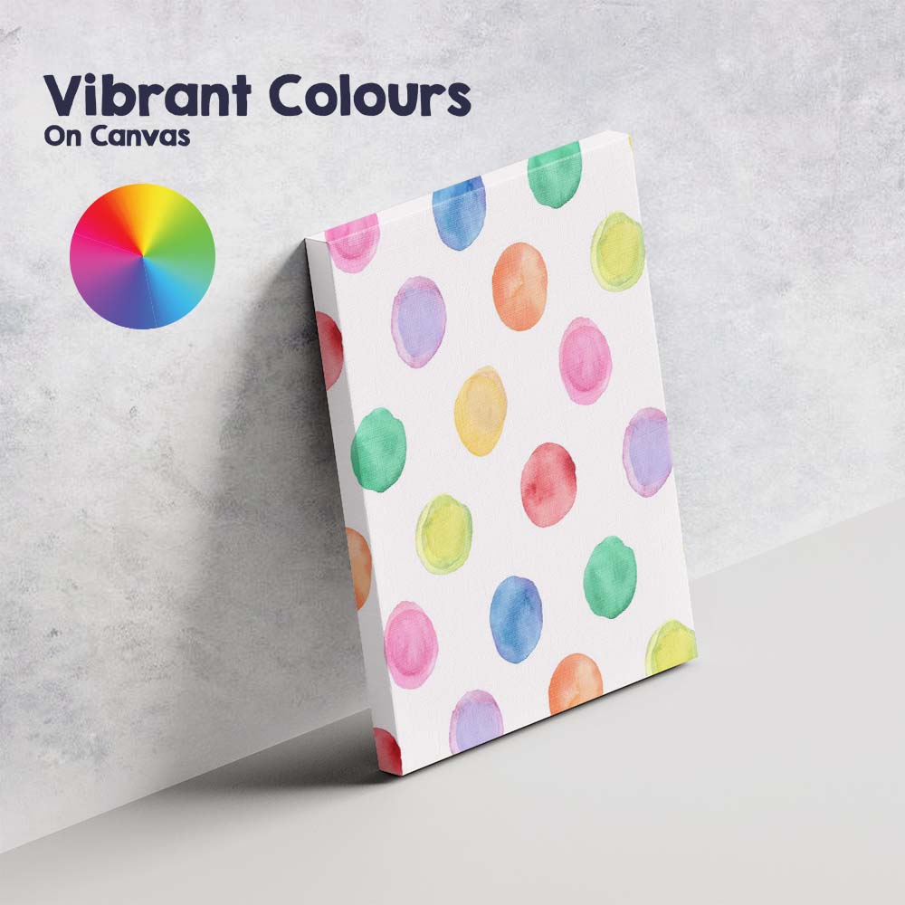 Colourful Watercolour Polka Dot Repeat Pattern Canvas Wall Art Print Decor Picture Ready to Hang