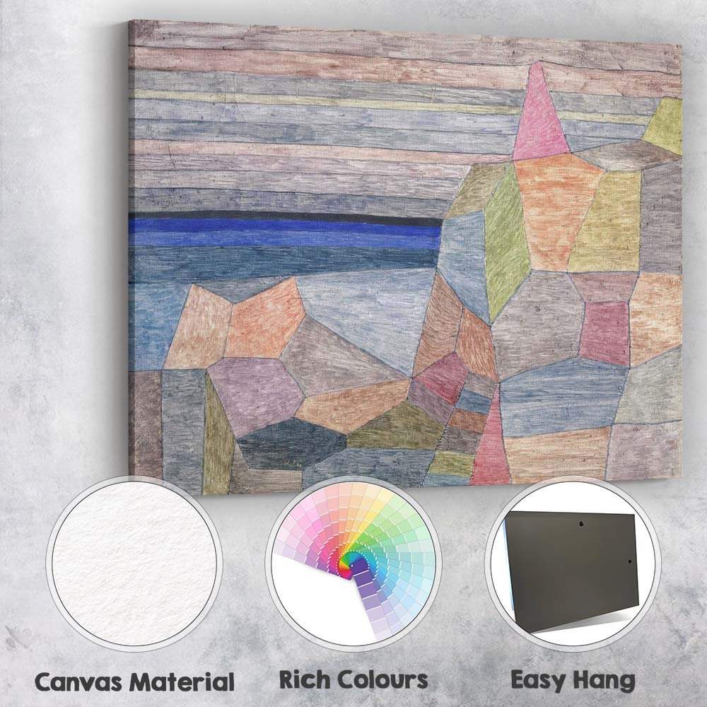 Pastel Cubist Coastal Village Landscape Abstract Painting Canvas Wall Art Print Decor Picture Ready to Hang