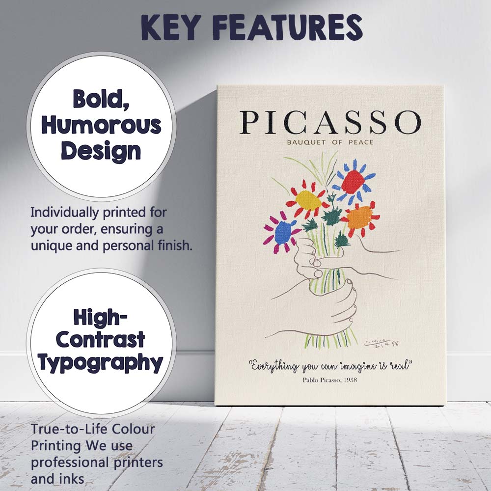 Picasso Bouquet Of Peace Floral Line Art Poster Canvas Wall Art Print Decor Picture Ready to Hang