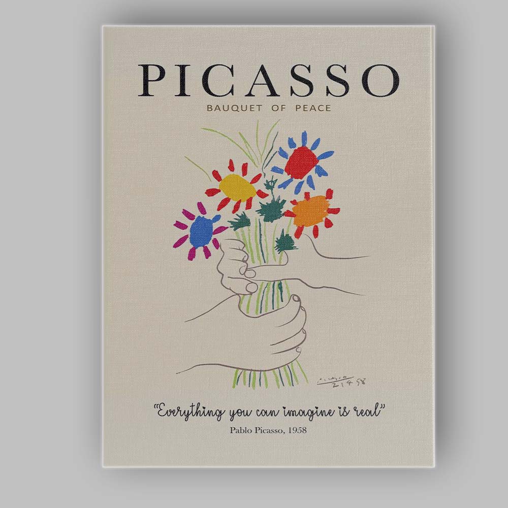 Picasso Bouquet Of Peace Floral Line Art Poster Canvas Wall Art Print Decor Picture Ready to Hang