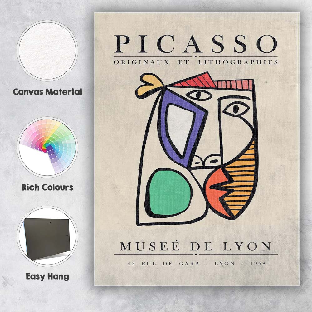 Picasso Abstract Cubist Face Museum Exhibition Poster Canvas Wall Art Print Decor Picture Ready to Hang