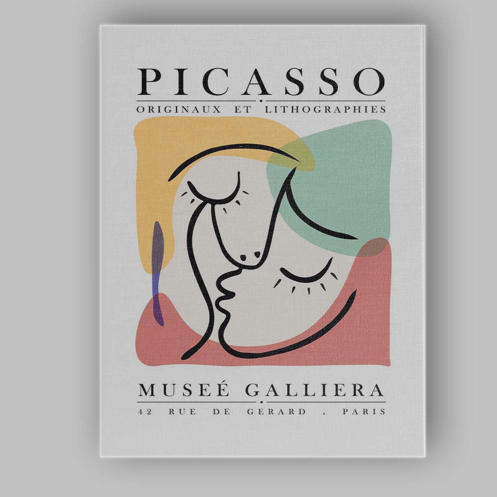 Picasso Abstract Continuous Line Face Portrait Museum Poster Canvas Wall Art Print Decor Picture Ready to Hang