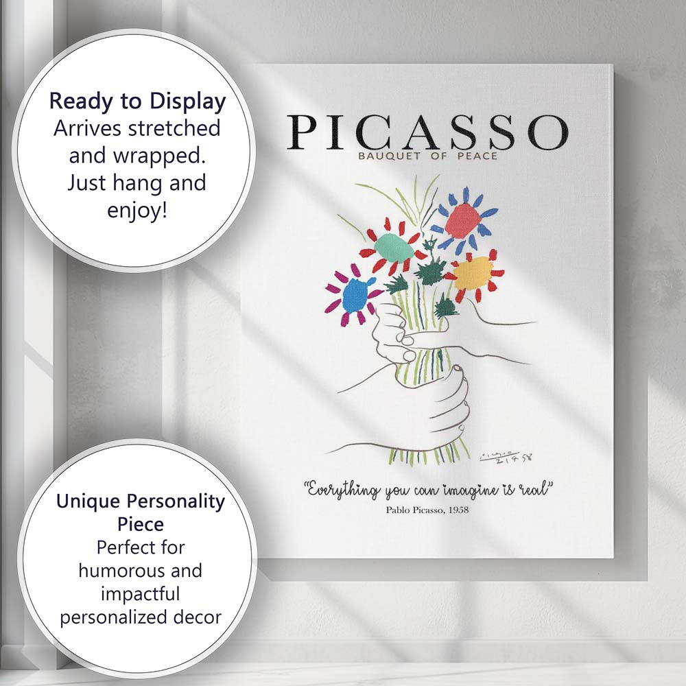 Picasso Bouquet Of Peace Colourful Floral Line Art Poster Canvas Wall Art Print Decor Picture Ready to Hang