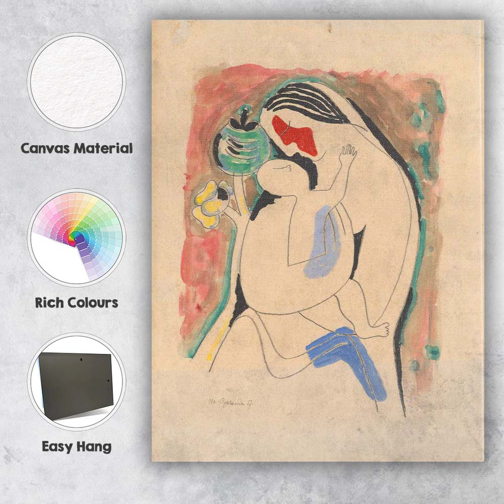 Abstract Expressionist Mother And Child Embrace Figurative Painting Canvas Wall Art Print Decor Picture Ready to Hang