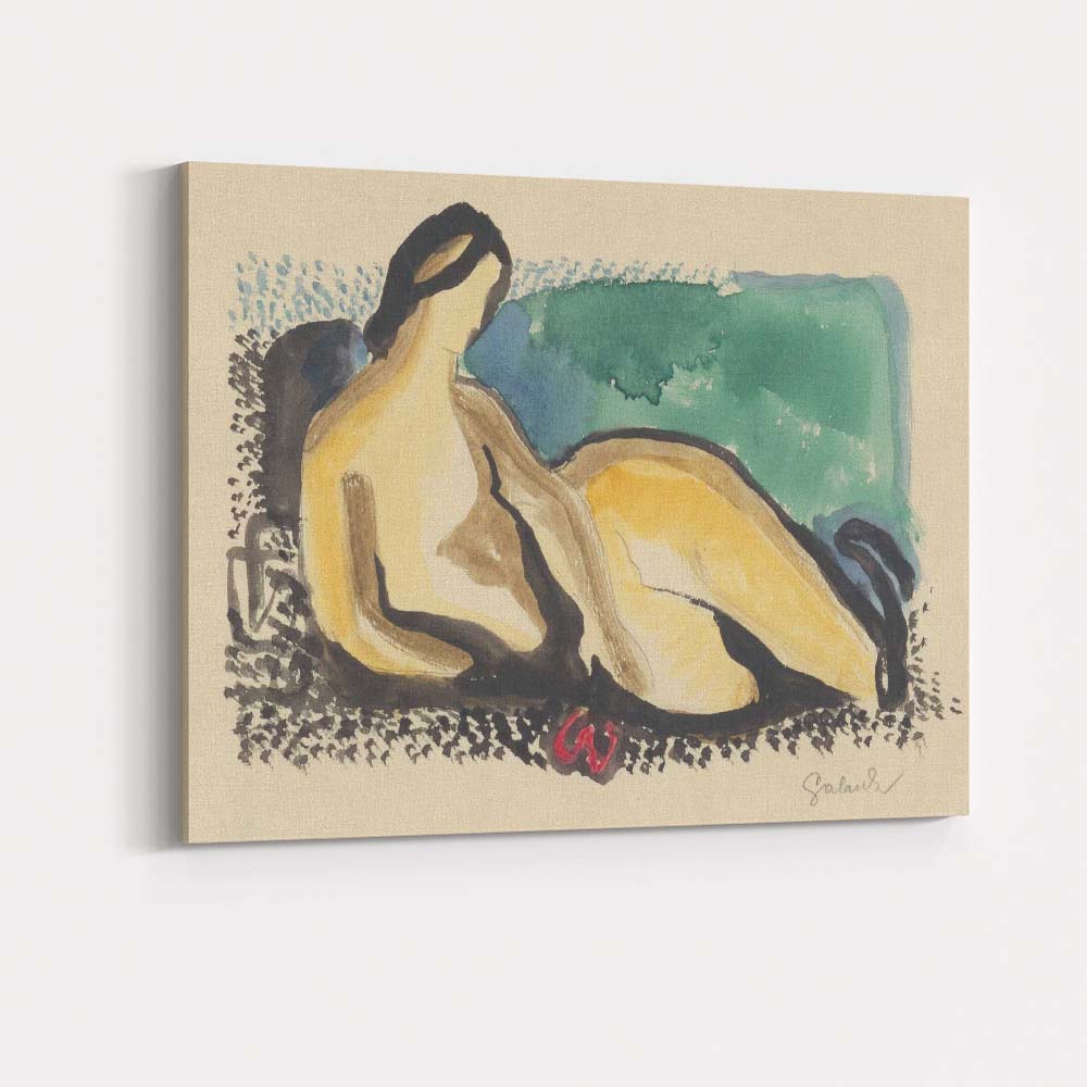 Modern Abstract Reclining Nude Female Watercolour Figure Study Canvas Wall Art Print Decor Picture Ready to Hang