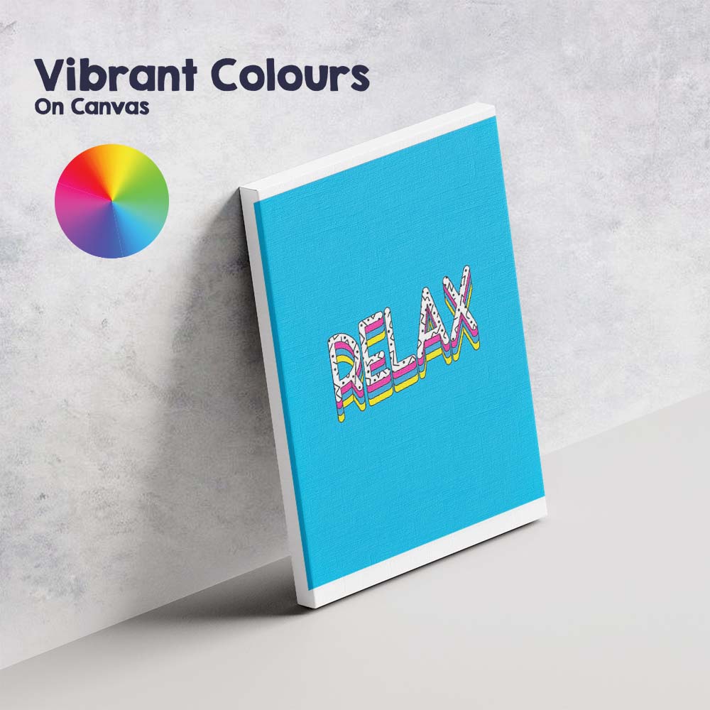Colourful Relax Typography Pop Art Motivational Quote Canvas Wall Art Print Decor Picture Ready to Hang