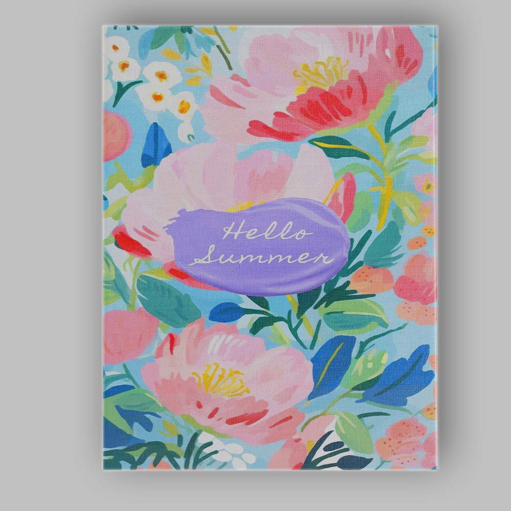 Pastel Pink Summer Floral Garden Typography Illustration Canvas Wall Art Print Decor Picture Ready to Hang