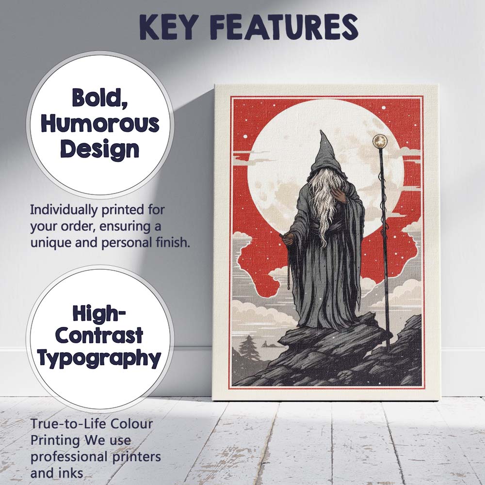 Fantasy Moonlit Wizard Mystic Landscape Magical Illustration Canvas Wall Art Print Decor Picture Ready to Hang