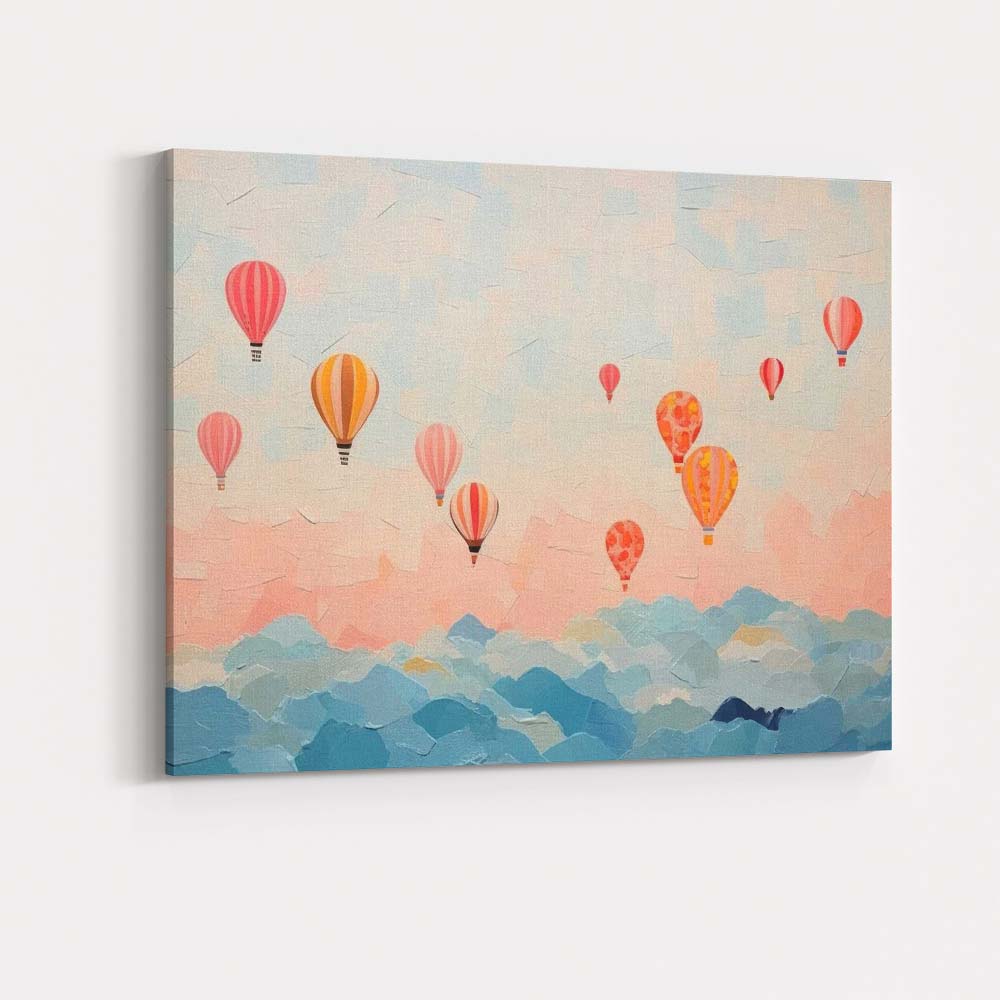 Pastel Hot Air Balloons Dreamy Sky Landscape Canvas Wall Art Print Decor Picture Ready to Hang
