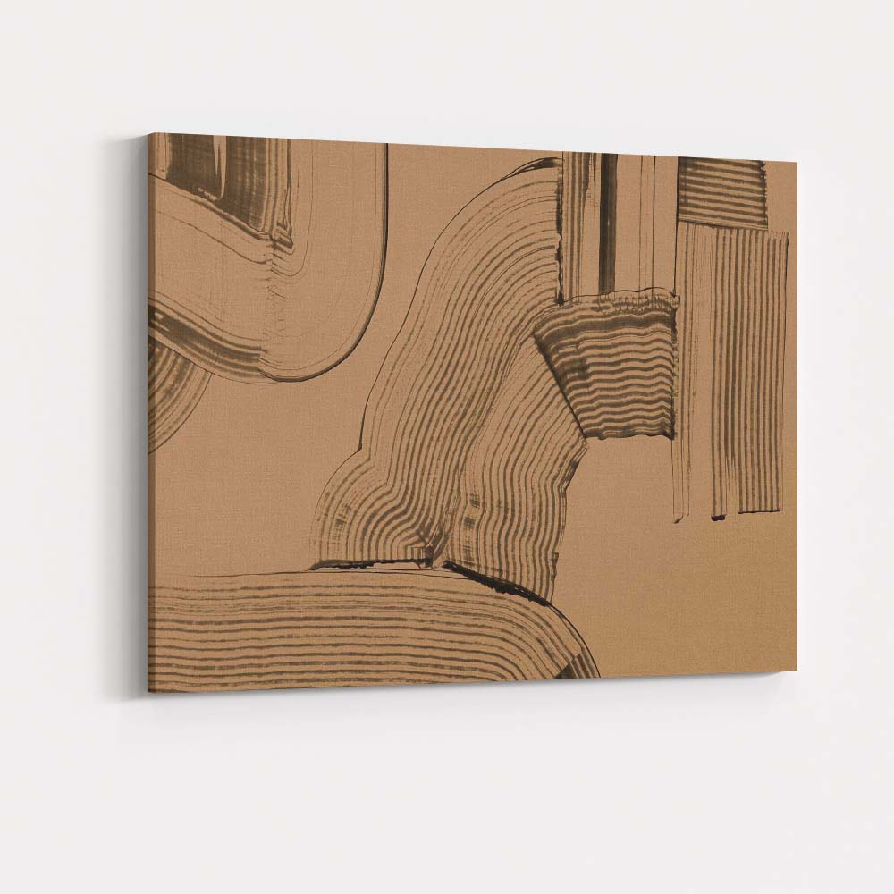 Abstract Neutral Brown Brushstroke Line Texture Minimalist Canvas Wall Art Print Decor Picture Ready to Hang