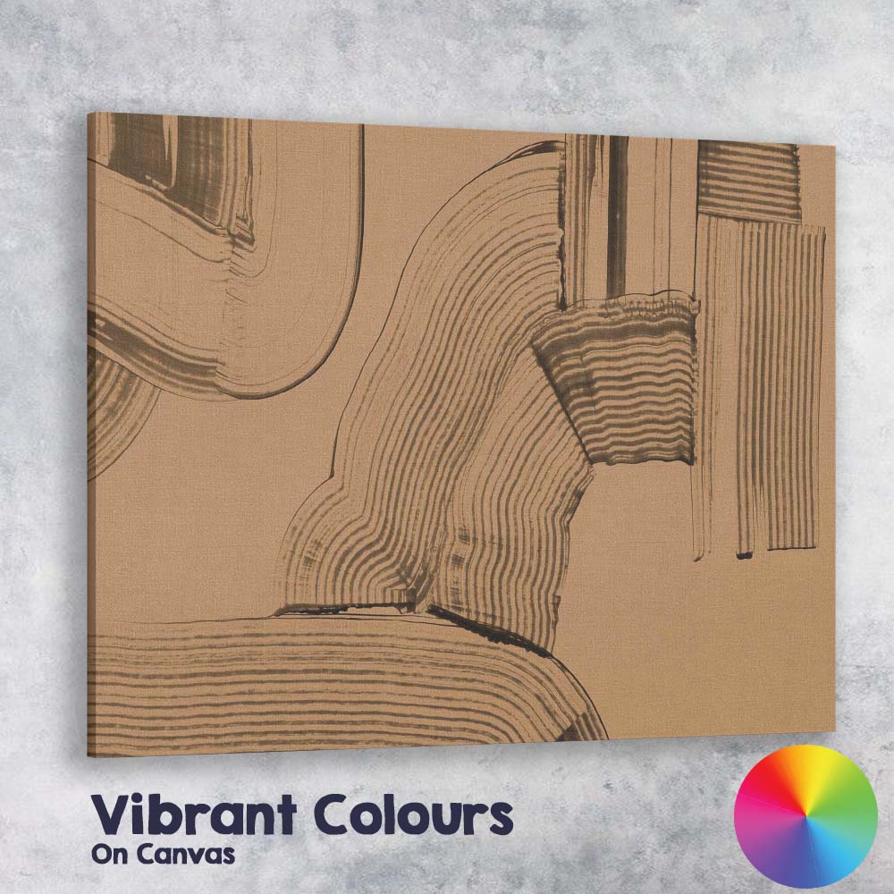 Abstract Neutral Brown Brushstroke Line Texture Minimalist Canvas Wall Art Print Decor Picture Ready to Hang