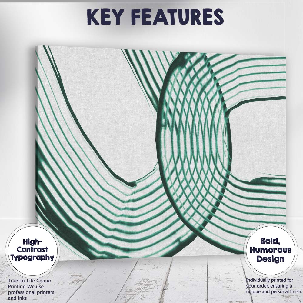 Abstract Emerald Green Interwoven Line Geometric Pattern Canvas Wall Art Print Decor Picture Ready to Hang