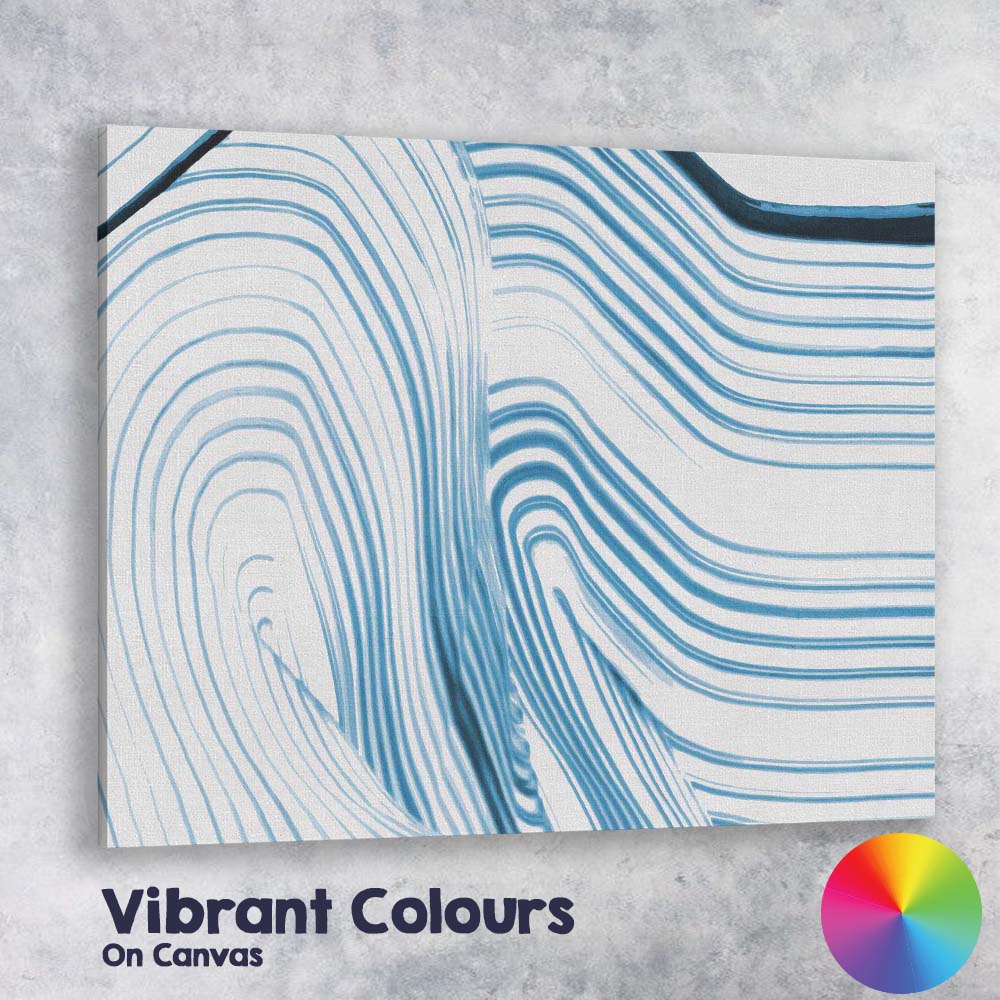 Abstract Light Blue Flowing Line Brushstroke Pattern Canvas Wall Art Print Decor Picture Ready to Hang