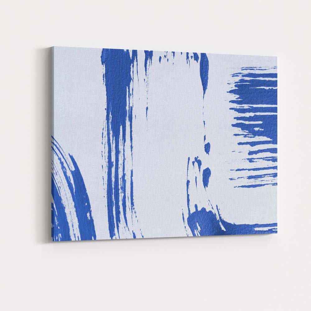 Modern Blue Painterly Brushstroke Abstract Texture Canvas Wall Art Print Decor Picture Ready to Hang