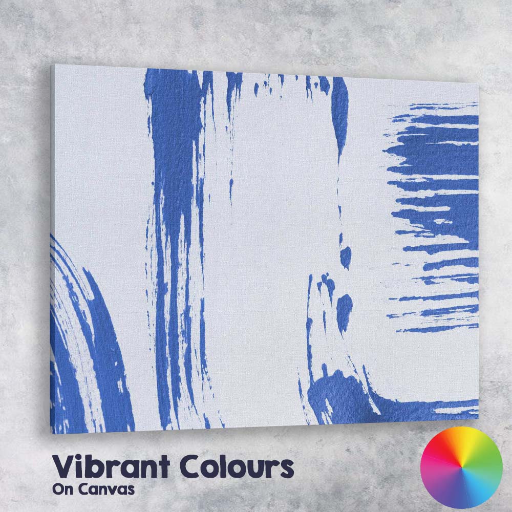 Modern Blue Painterly Brushstroke Abstract Texture Canvas Wall Art Print Decor Picture Ready to Hang