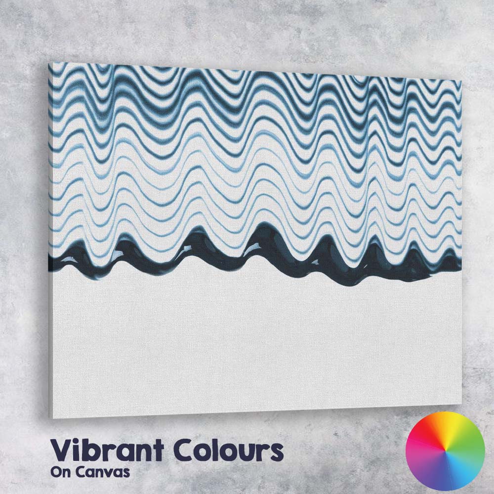 Abstract Blue Wavy Linear Pattern Modern Minimalist Canvas Wall Art Print Decor Picture Ready to Hang