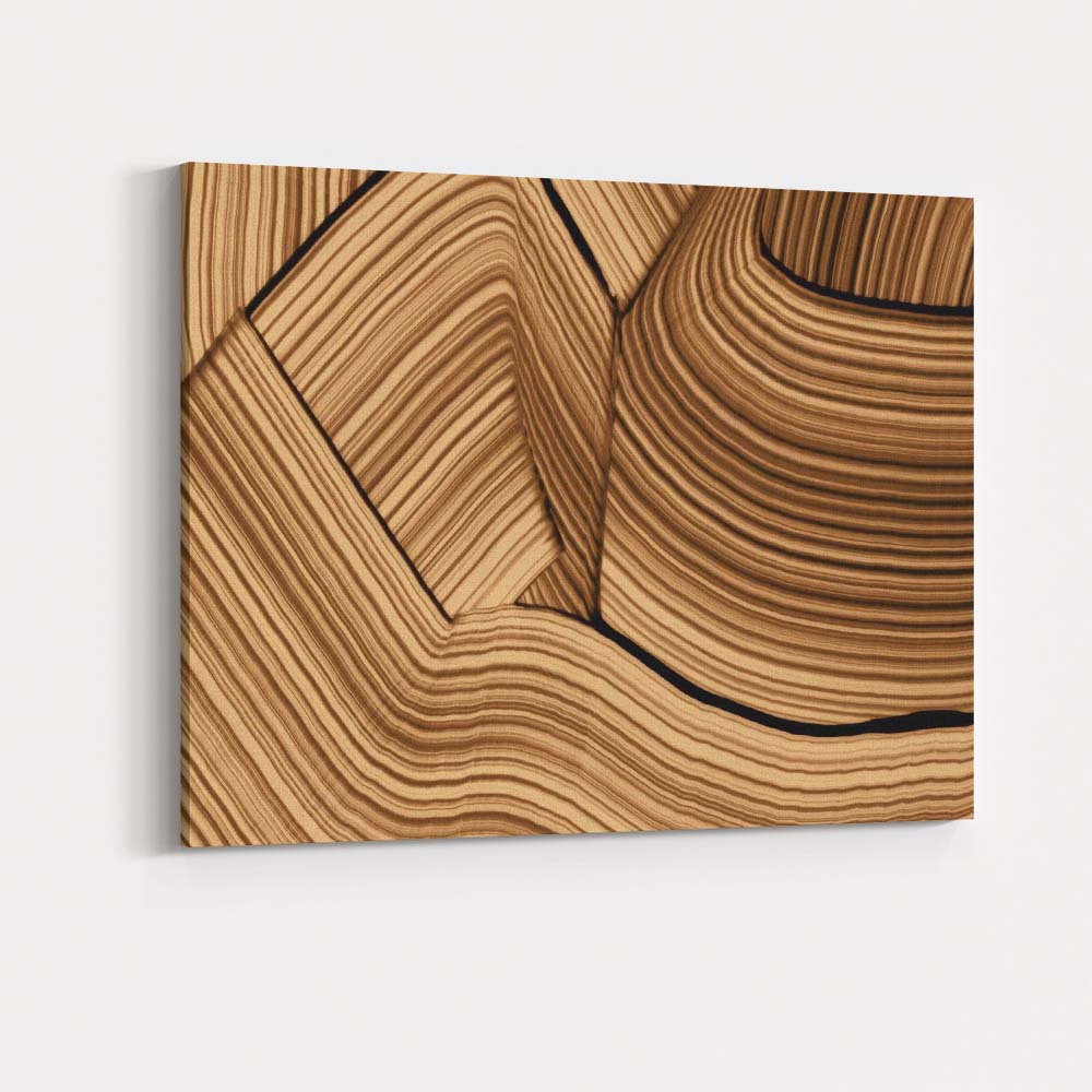 Abstract Warm Beige Interwoven Contour Line Minimalist Canvas Wall Art Print Decor Picture Ready to Hang