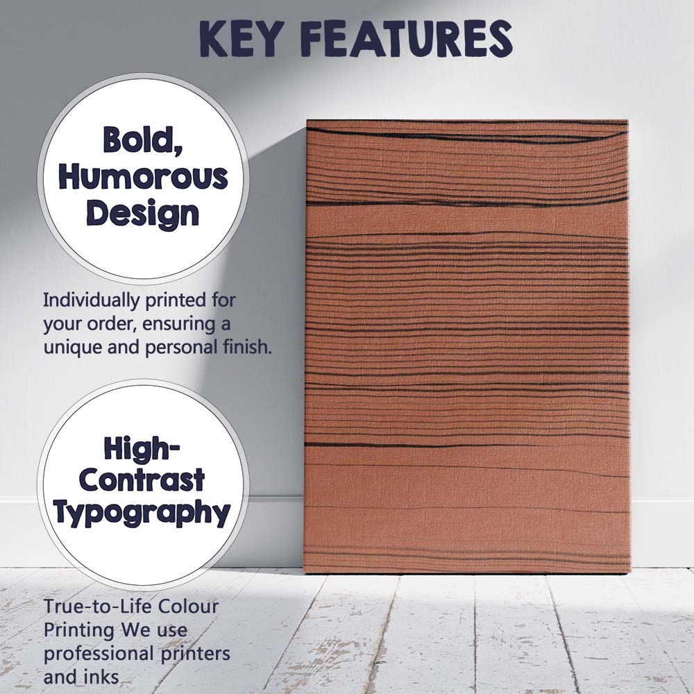 Minimalist Terracotta Horizontal Fine Line Abstract Canvas Wall Art Print Decor Picture Ready to Hang