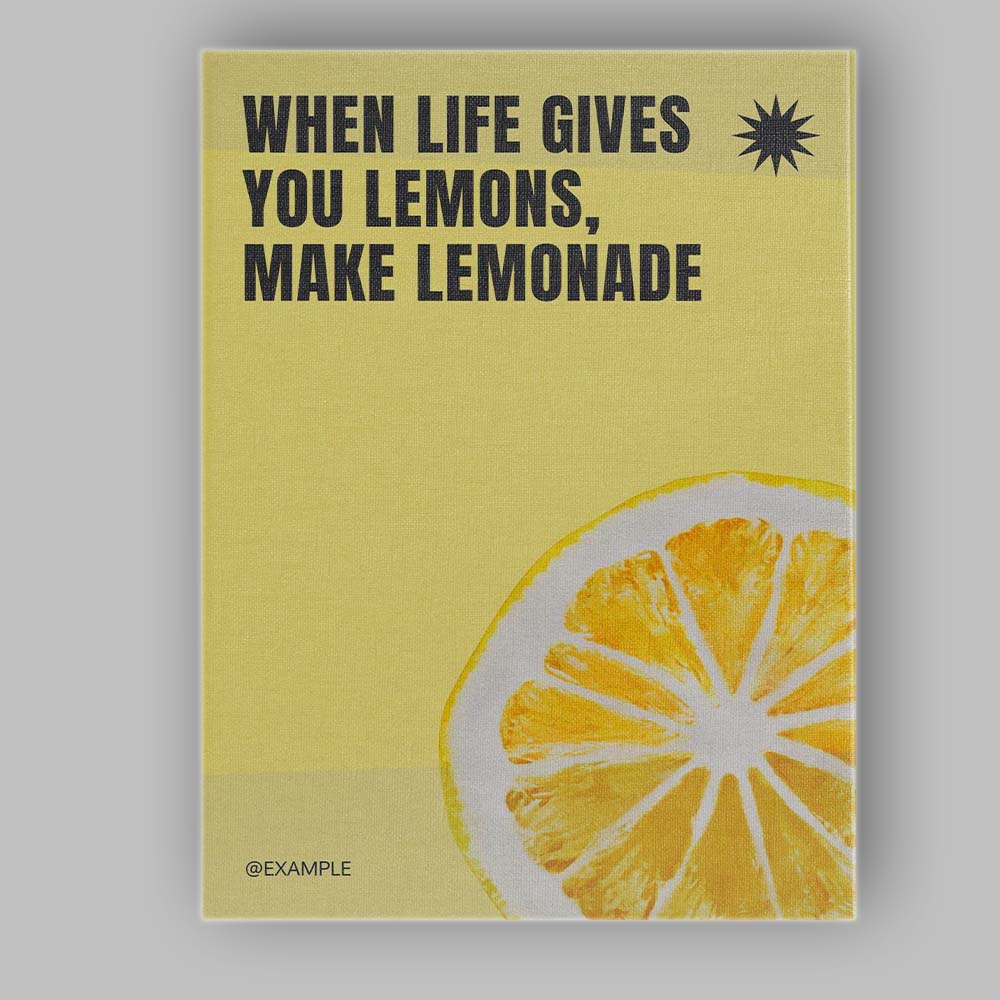 Yellow Lemonade Motivational Quote Citrus Typography Canvas Wall Art Print Decor Picture Ready to Hang