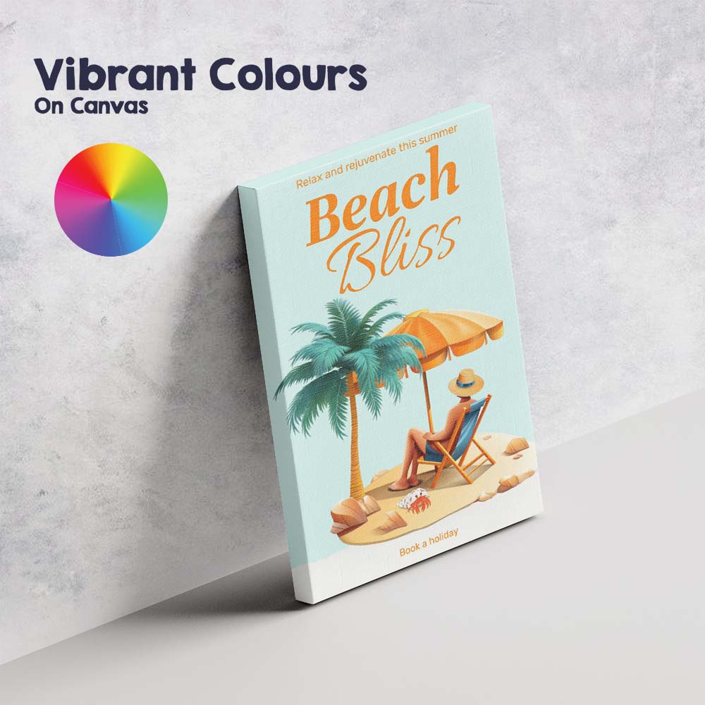 Tropical Beach Bliss Summer Holiday Illustration Canvas Wall Art Print Decor Picture Ready to Hang