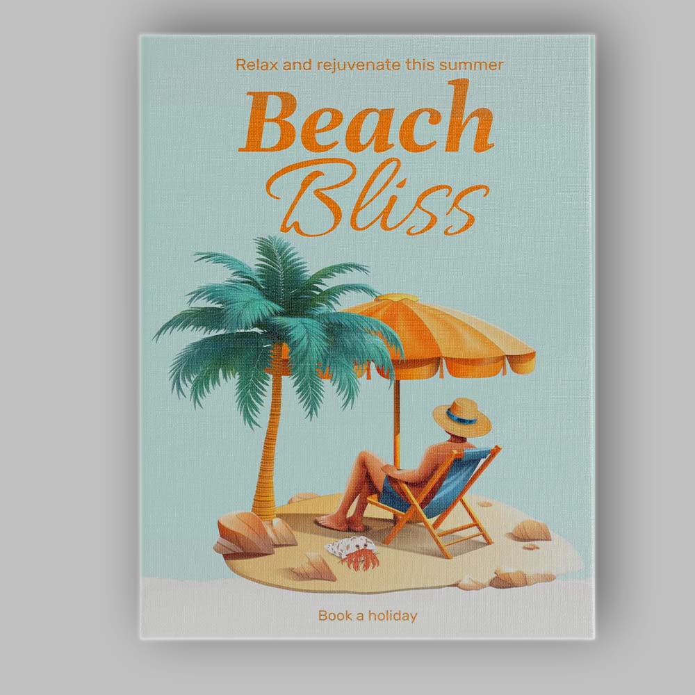 Tropical Beach Bliss Summer Holiday Illustration Canvas Wall Art Print Decor Picture Ready to Hang
