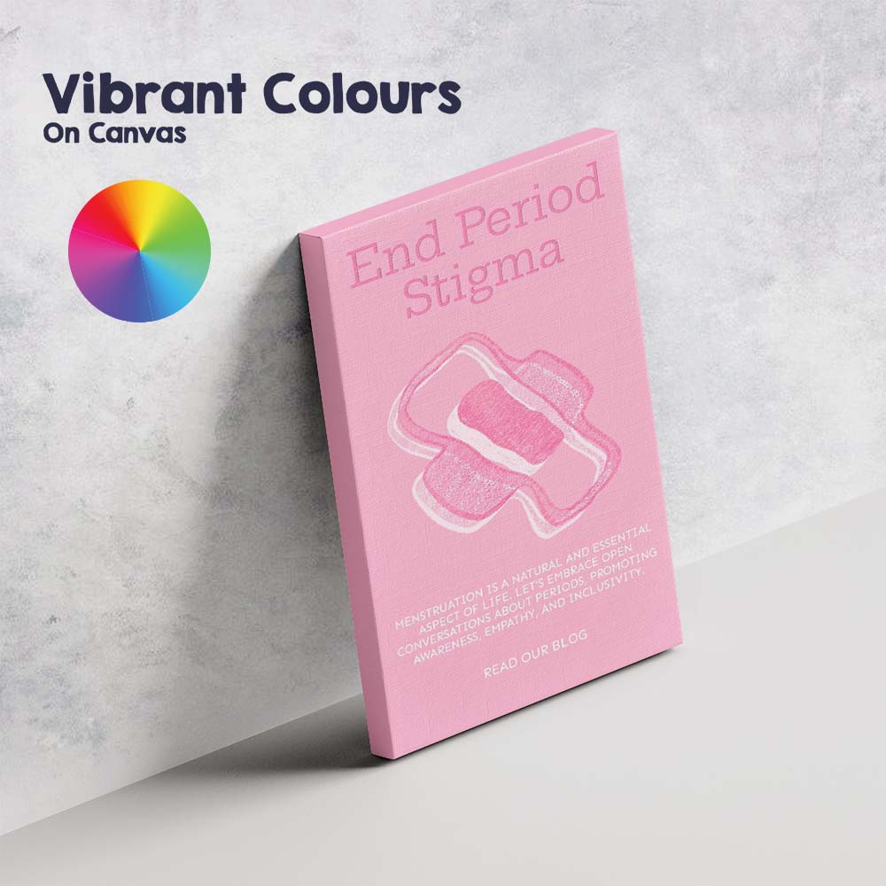 Pink Period Awareness Feminine Hygiene Illustration Canvas Wall Art Print Decor Picture Ready to Hang