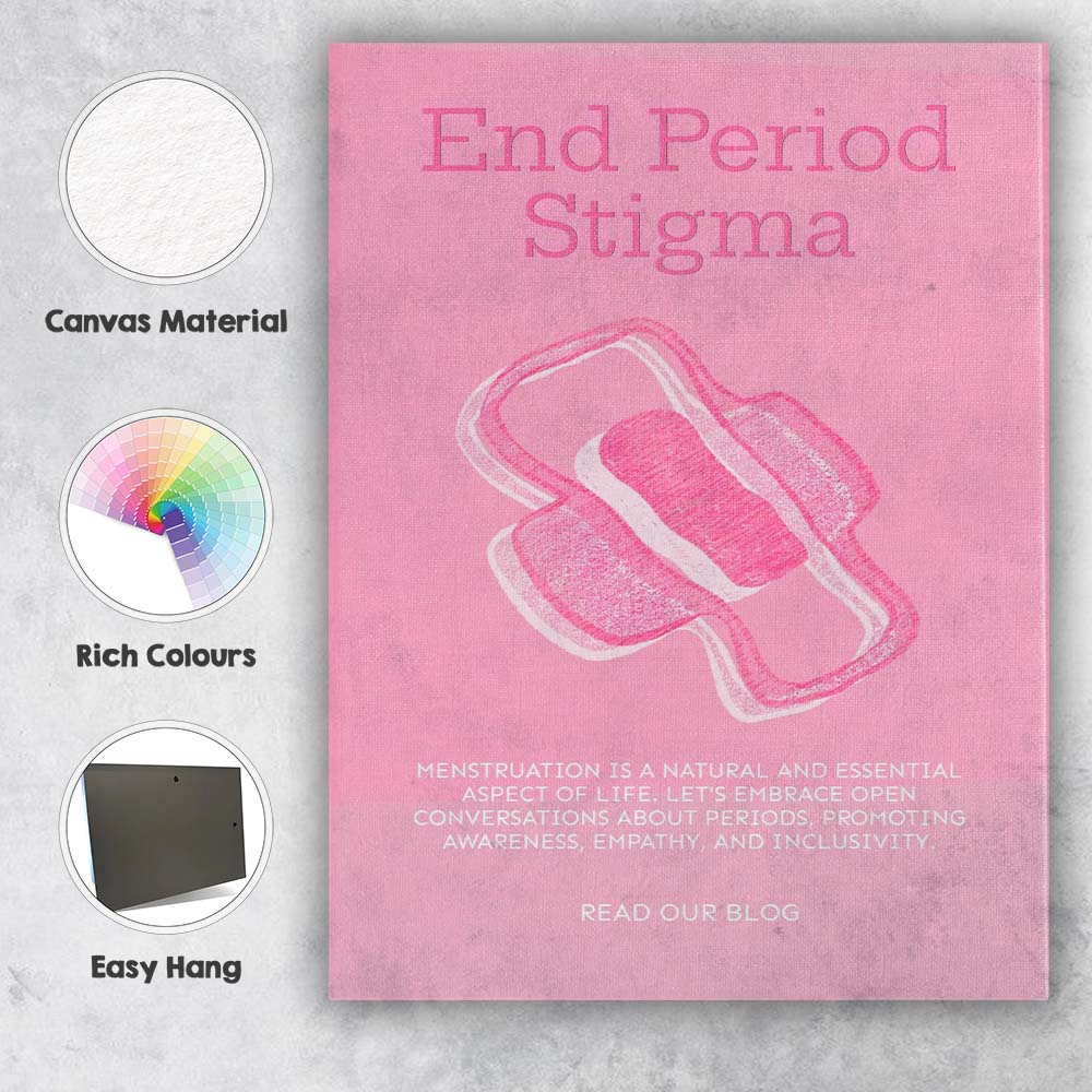 Pink Period Awareness Feminine Hygiene Illustration Canvas Wall Art Print Decor Picture Ready to Hang