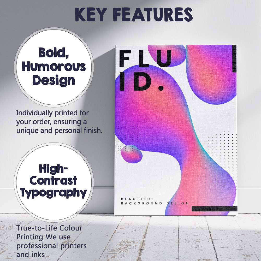 Abstract Fluid Gradient Modern Graphic Design Canvas Wall Art Print Decor Picture Ready to Hang