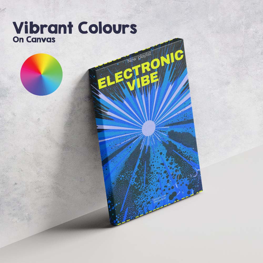 Blue Electronic Music Burst Abstract Retro Poster Canvas Wall Art Print Decor Picture Ready to Hang
