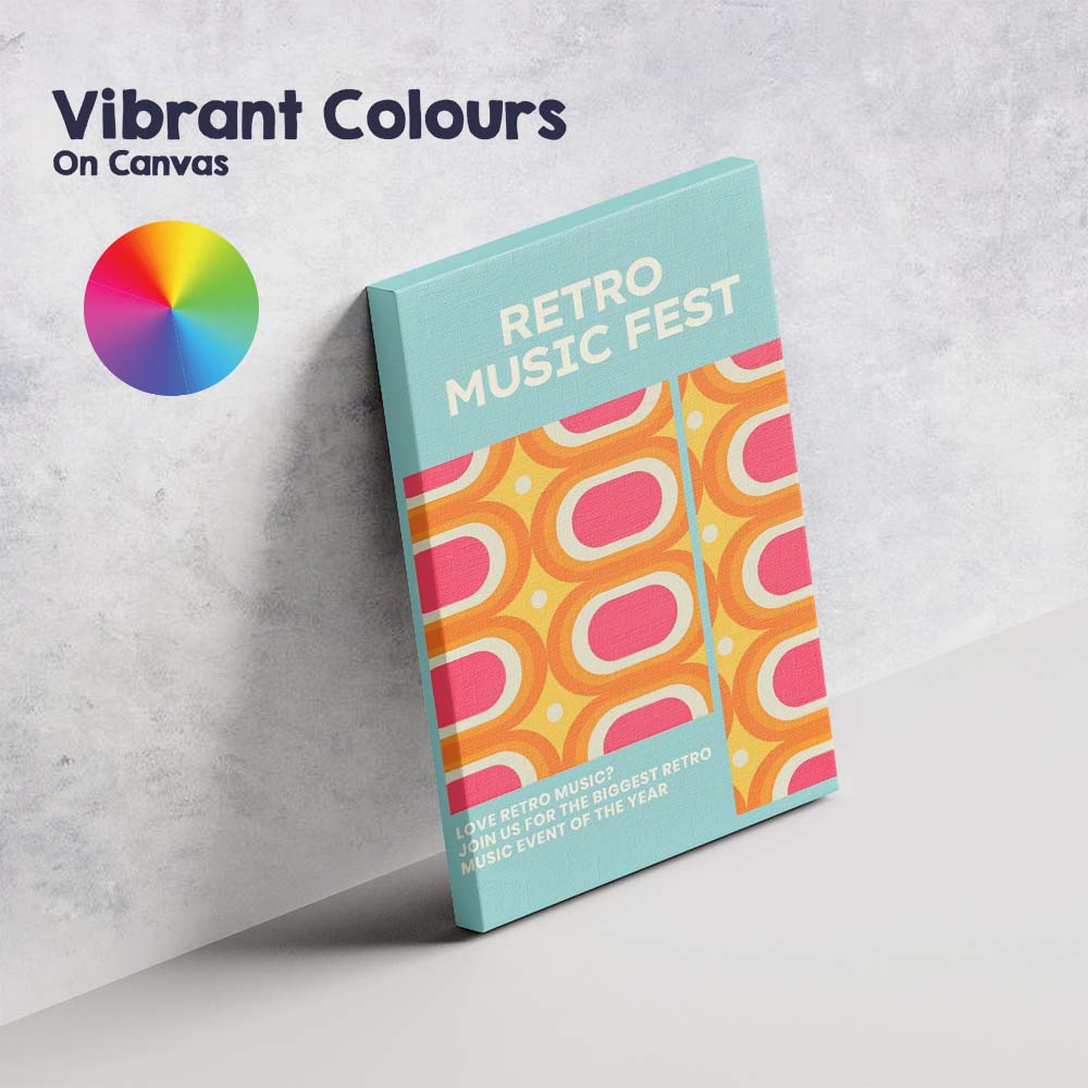 Retro Geometric Music Festival Mid Century Modern Pattern Canvas Wall Art Print Decor Picture Ready to Hang