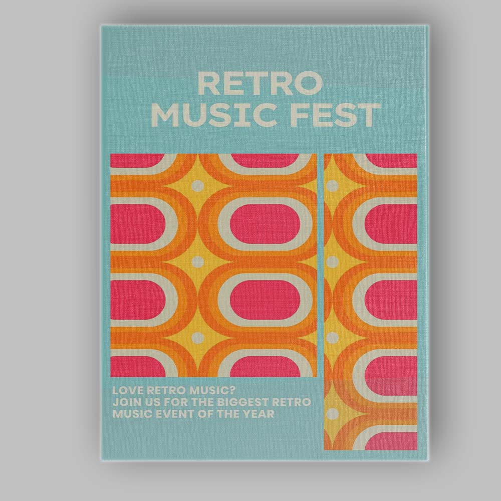 Retro Geometric Music Festival Mid Century Modern Pattern Canvas Wall Art Print Decor Picture Ready to Hang