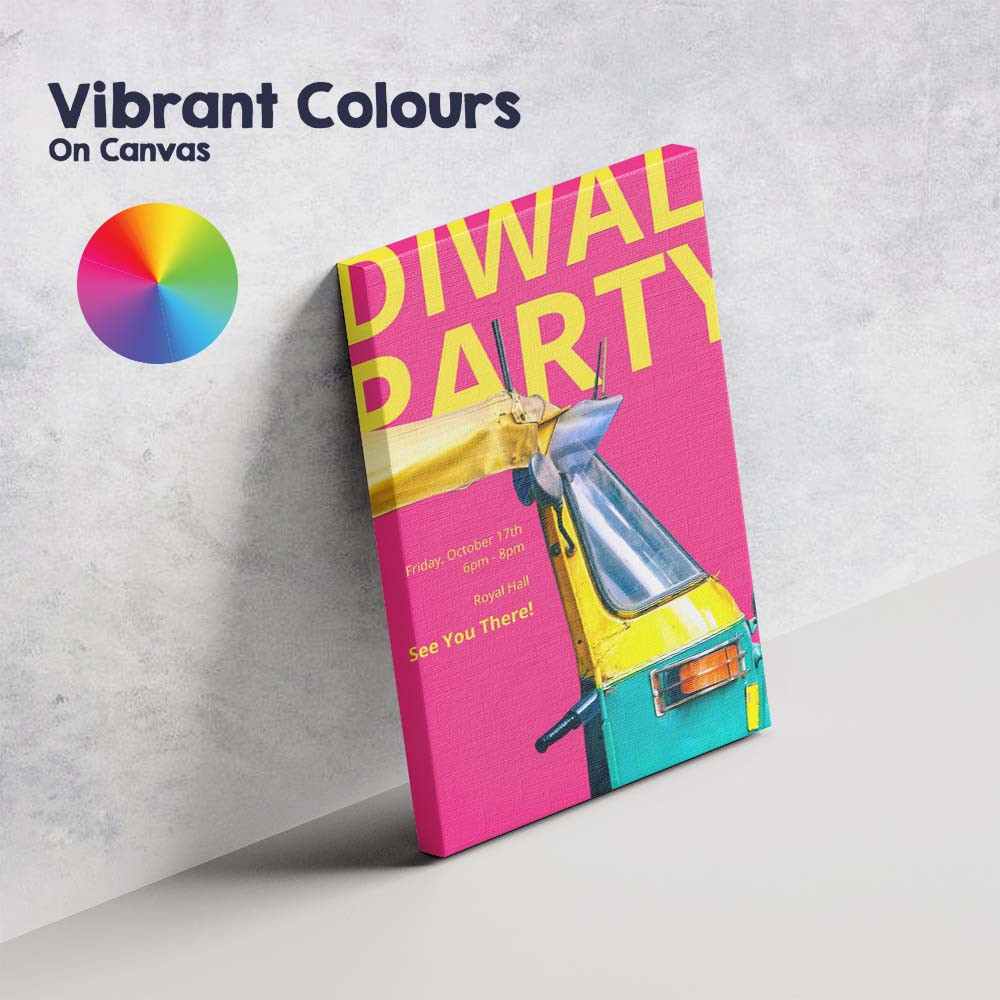 Colourful Tuk Tuk Diwali Party Festival Poster Canvas Wall Art Print Decor Picture Ready to Hang