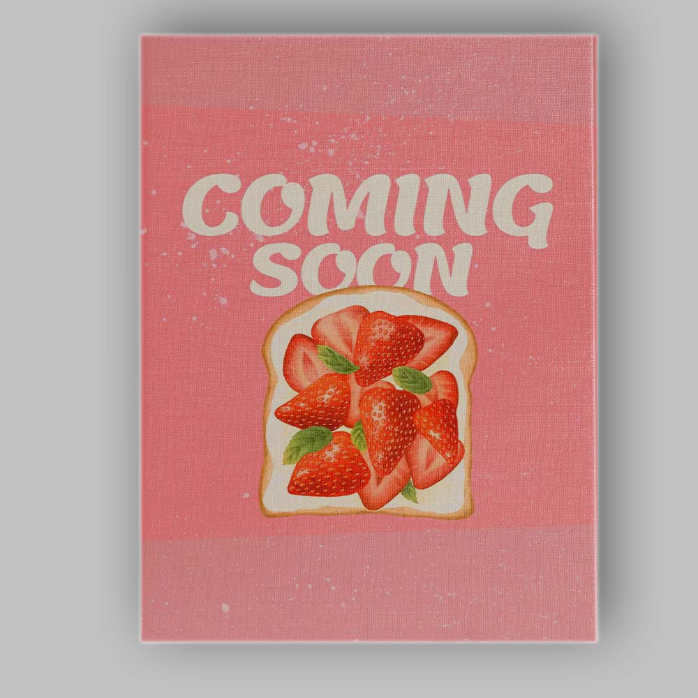 Cute Strawberry Toast Breakfast Food Typography Illustration Canvas Wall Art Print Decor Picture Ready to Hang