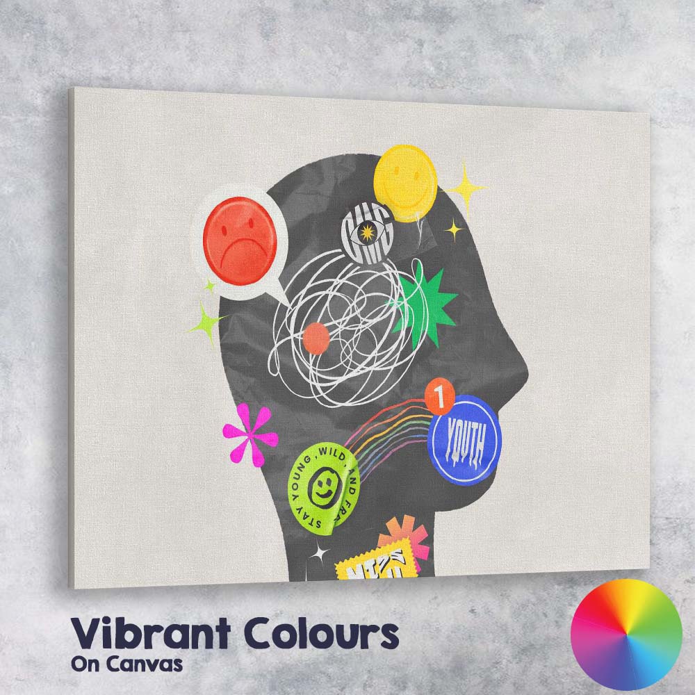 Abstract Mental Health Mind Collage Contemporary Pop Art Canvas Wall Art Print Decor Picture Ready to Hang