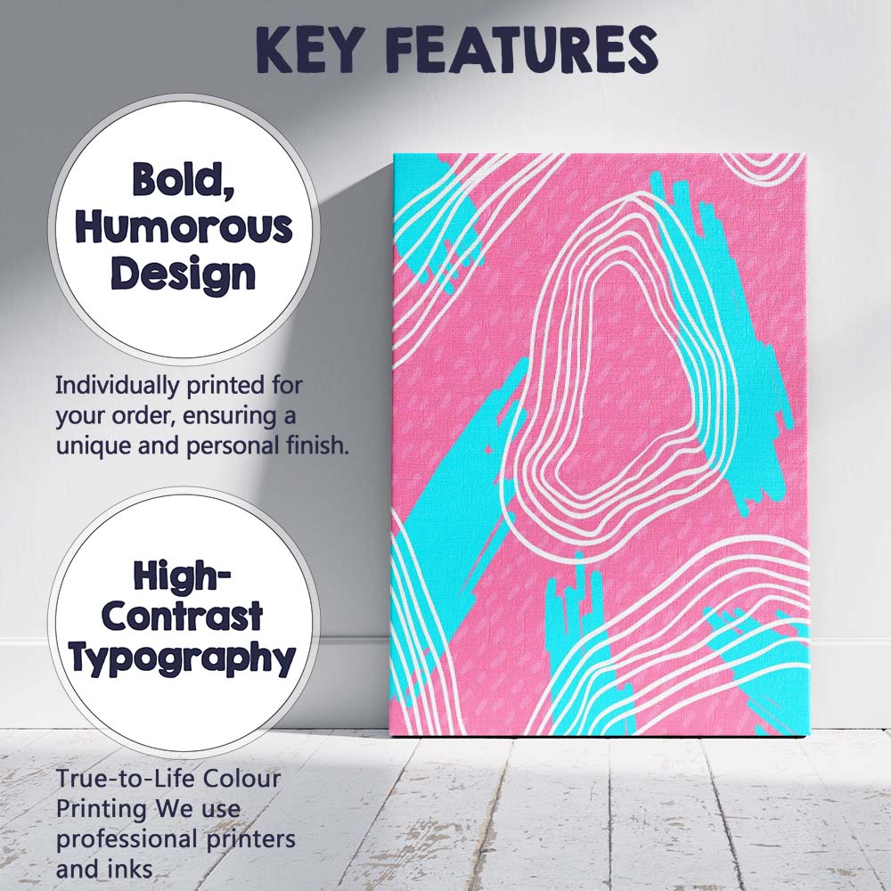 Pink Turquoise Abstract Scribble Memphis Geometric Pattern Canvas Wall Art Print Decor Picture Ready to Hang