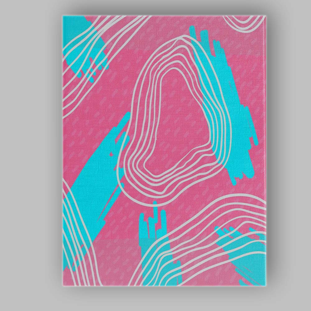 Pink Turquoise Abstract Scribble Memphis Geometric Pattern Canvas Wall Art Print Decor Picture Ready to Hang