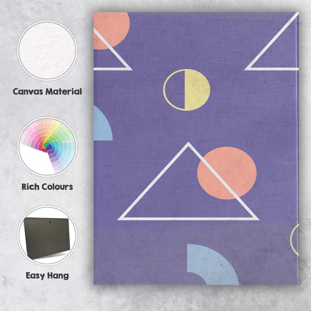 Pastel Purple Geometric Shapes Scandinavian Minimalist Pattern Canvas Wall Art Print Decor Picture Ready to Hang