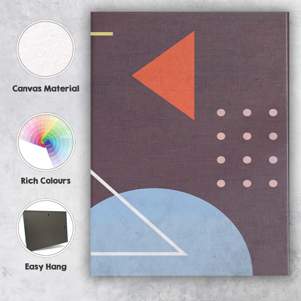 Retro Mid Century Geometric Abstract Shapes Brown Modern Canvas Wall Art Print Decor Picture Ready to Hang