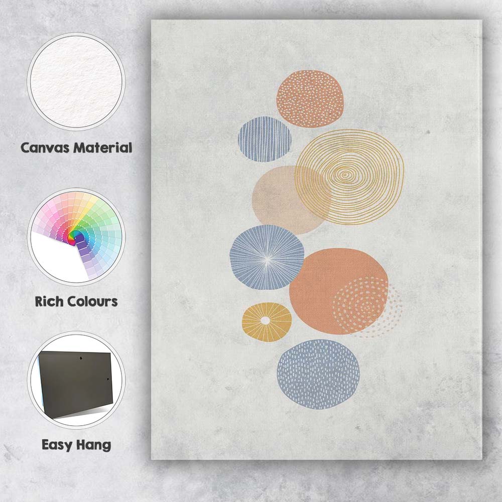 Modern Pastel Abstract Circular Geometric Composition Canvas Wall Art Print Decor Picture Ready to Hang