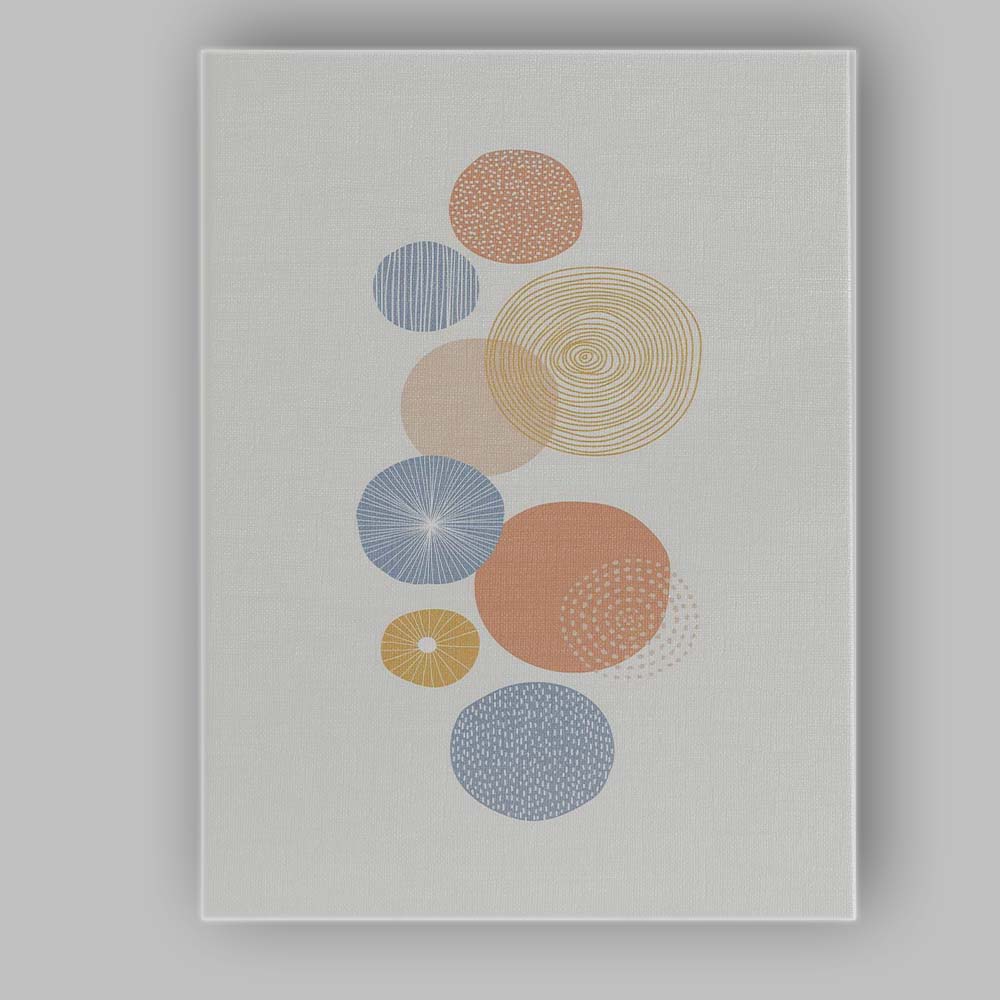 Modern Pastel Abstract Circular Geometric Composition Canvas Wall Art Print Decor Picture Ready to Hang