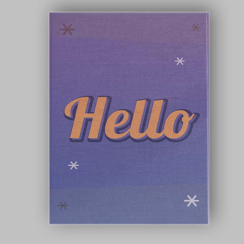 Retro Hello Typography Purple Blue Gradient Canvas Wall Art Print Decor Picture Ready to Hang