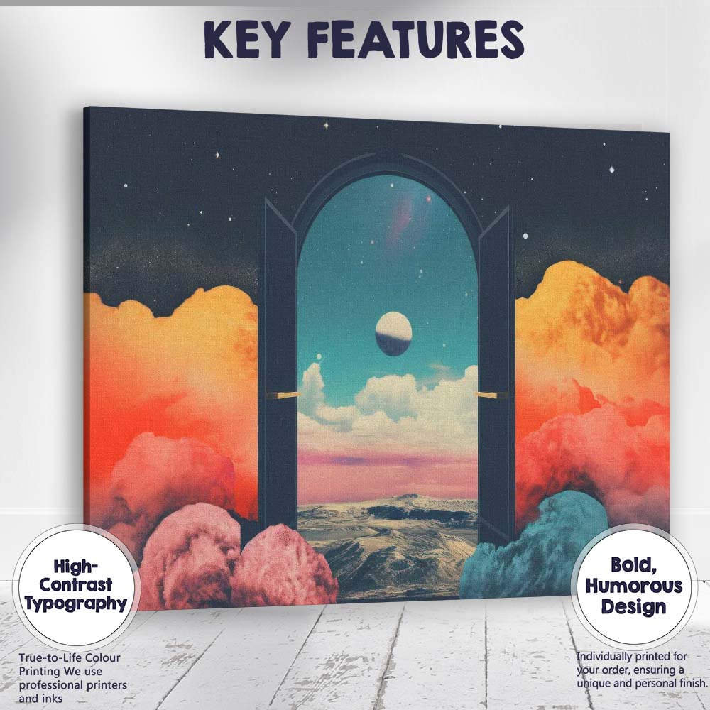 Surreal Cosmic Portal Dreamscape Open Door Fantasy Landscape Canvas Wall Art Print Decor Picture Ready to Hang