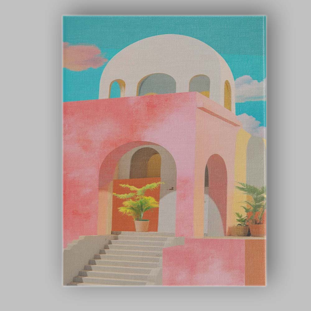 Pastel Mediterranean Archway Minimalist Coastal Architecture Canvas Wall Art Print Decor Picture Ready to Hang