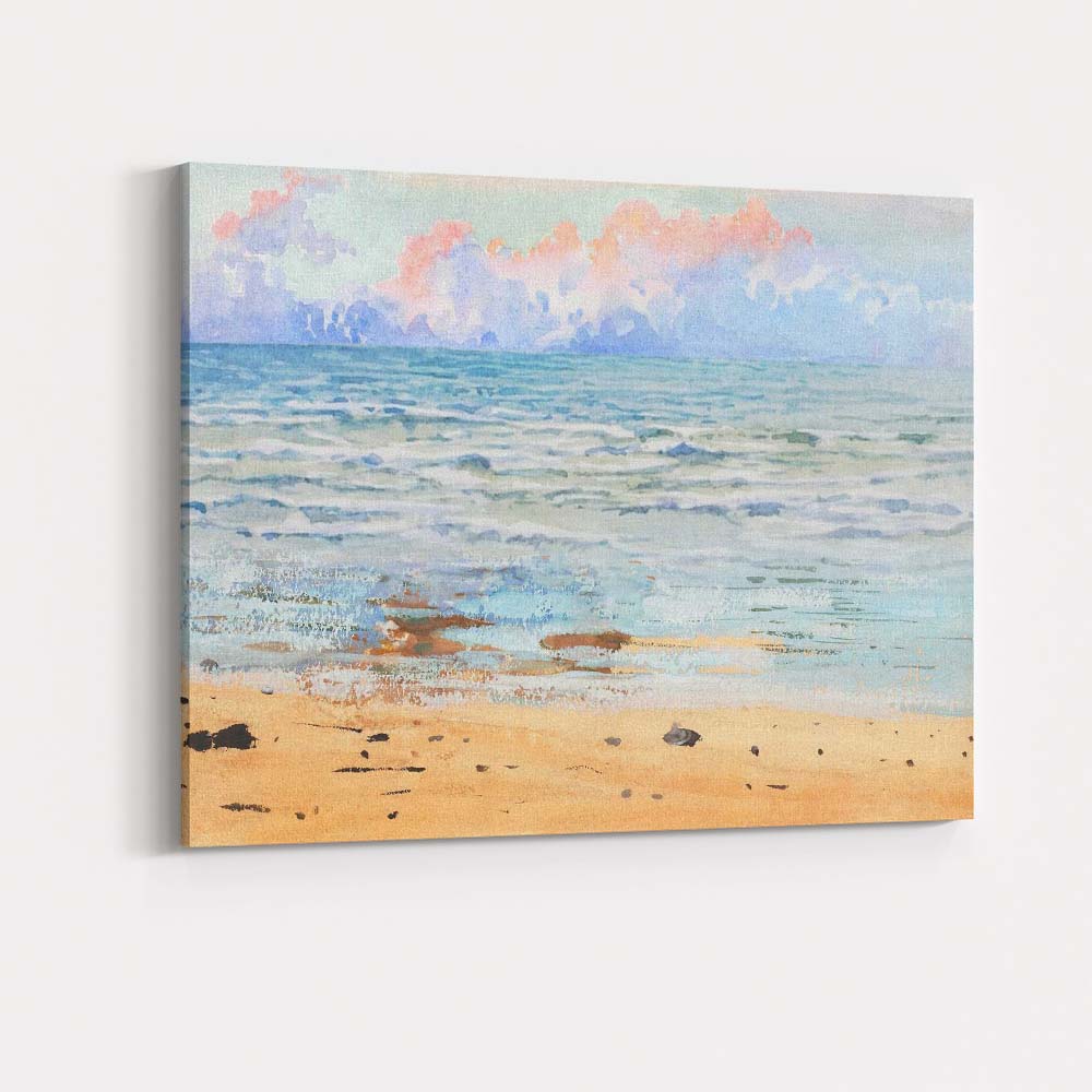 Soft Pastel Beach Ocean Horizon Watercolour Coastal Landscape Canvas Wall Art Print Decor Picture Ready to Hang