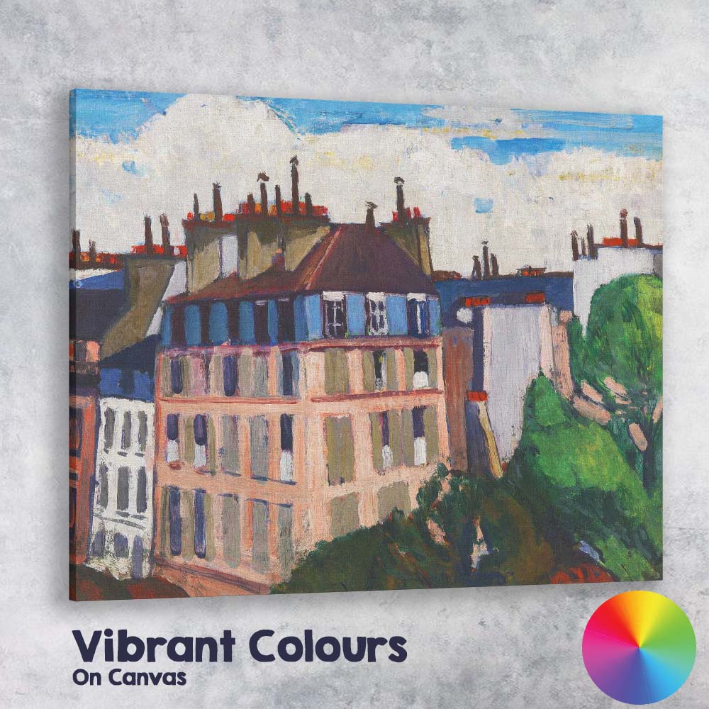 Expressionist European Townhouse Cityscape Oil Painting Canvas Wall Art Print Decor Picture Ready to Hang