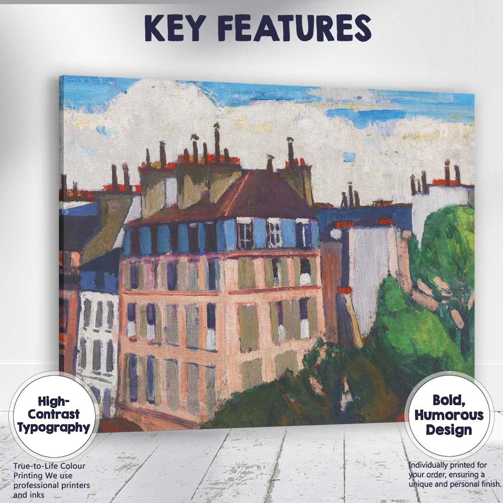 Expressionist European Townhouse Cityscape Oil Painting Canvas Wall Art Print Decor Picture Ready to Hang